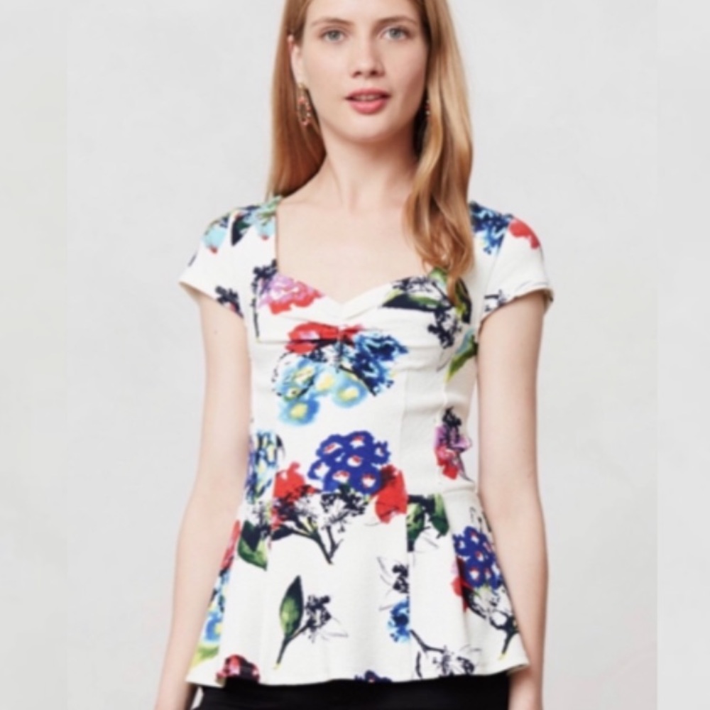 Anthropologie Postmark Peplum Floral Top. EUC